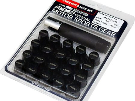 Rays M12x1.5 5 holes 20pcs nut, 4pcs Lock nut, 1 adapter & 1 lock nut key - Black For Cheap