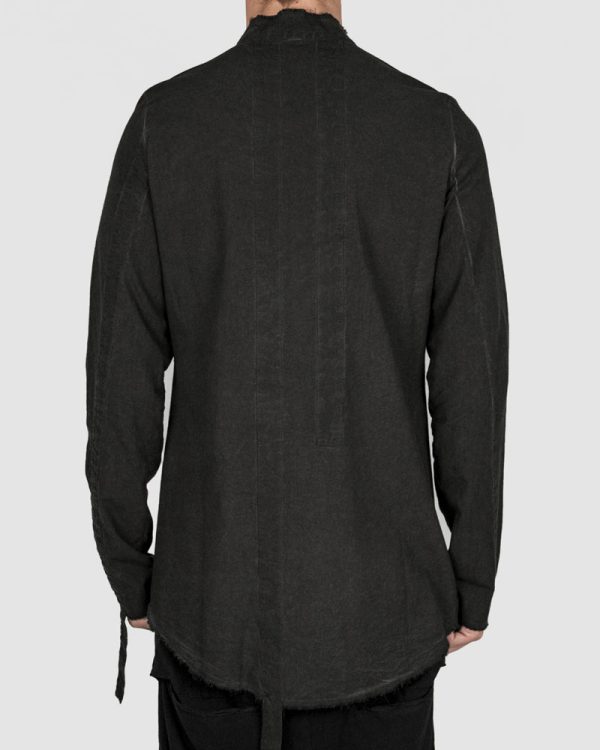 Mandarin collar cotton shirt graphite Online now