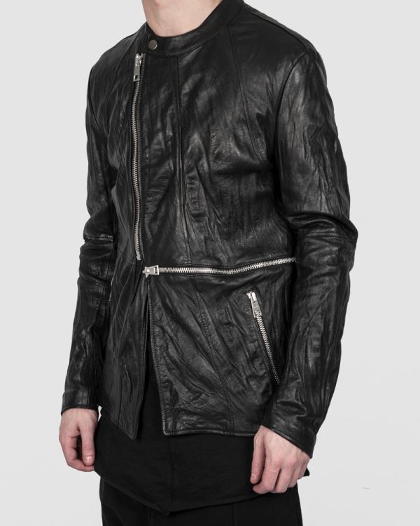 Zip leather jacket Hot on Sale