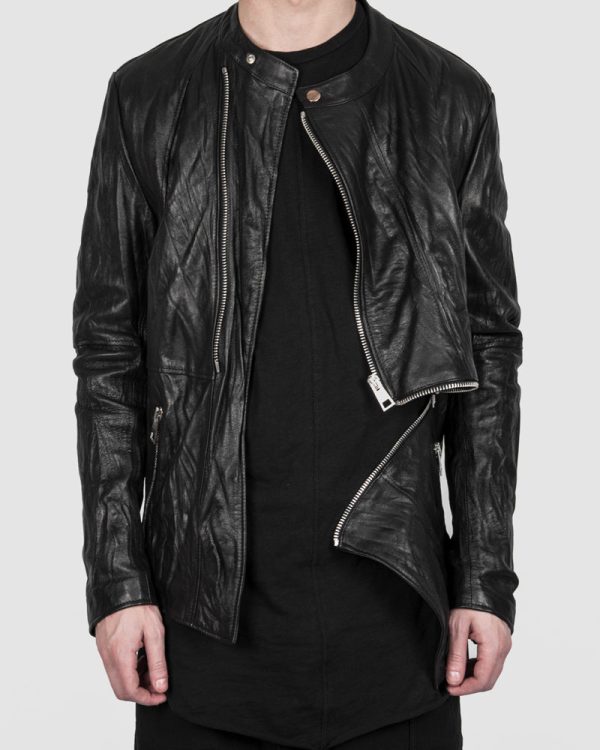 Zip leather jacket Hot on Sale