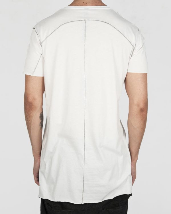 Scar stitch detail cotton tshirt white For Discount