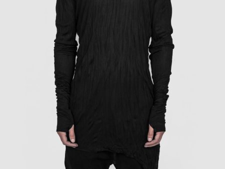 Serac longsleeve modal jersey crinkled black Online now