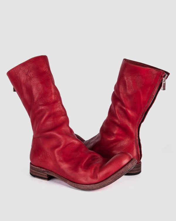 AAEB01 back zip tall boots - Chili Red Fashion