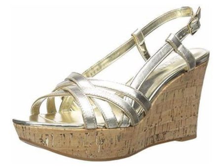 Lauren Ralph Lauren Quaylin Wedge Sandal, Platino Metallic Kidskin  (Women) Hot on Sale