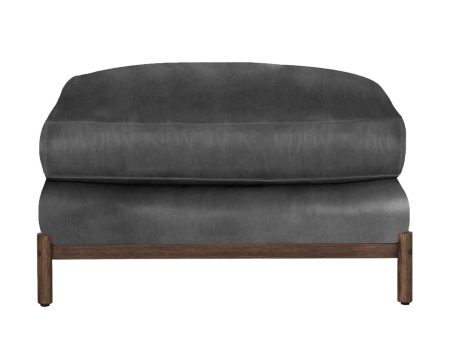 Morrison Wood Base Leather Ottoman on Sale