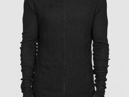 Cotton rib high collar jersey crinkled graphite For Cheap