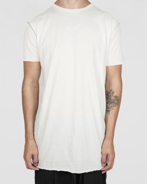 Scar stitch detail cotton tshirt white For Discount