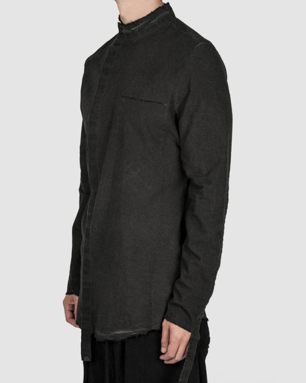 Mandarin collar cotton shirt graphite Online now