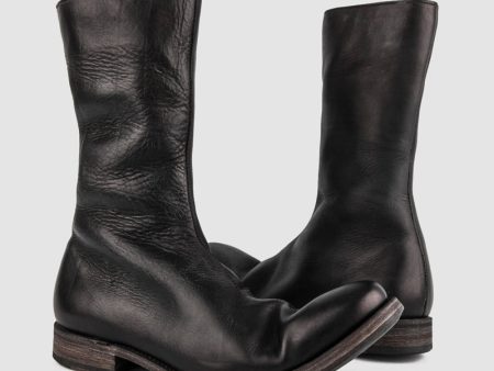 AAEB03 side zip tall boots - Jet Black For Cheap