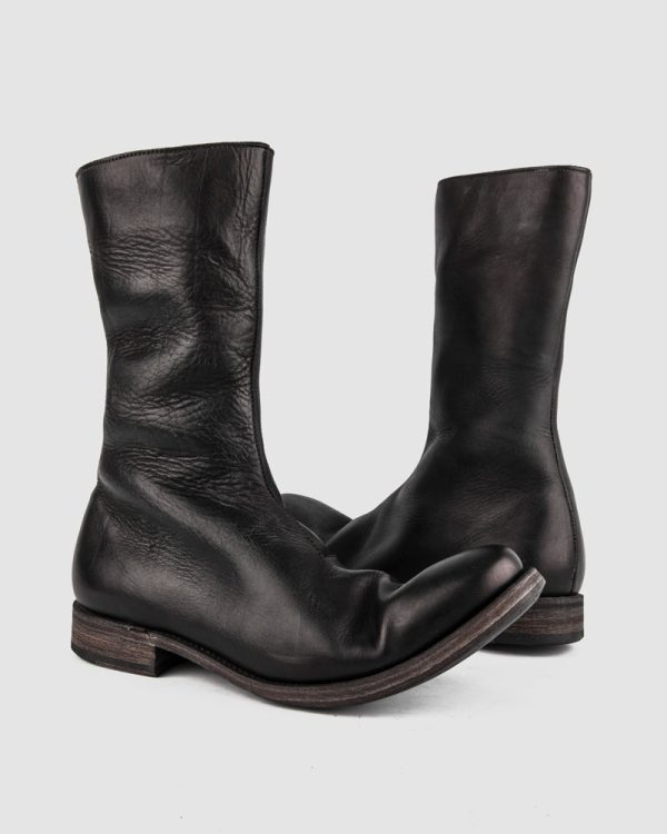 AAEB03 side zip tall boots - Jet Black For Cheap