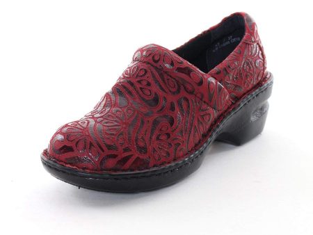 B.O.C Born Concept Womens Margaret Red Tooled F G Clog (US 9 M) Online Sale