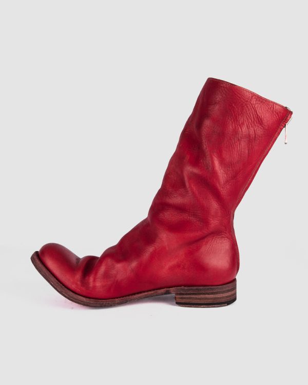 AAEB01 back zip tall boots - Chili Red Fashion