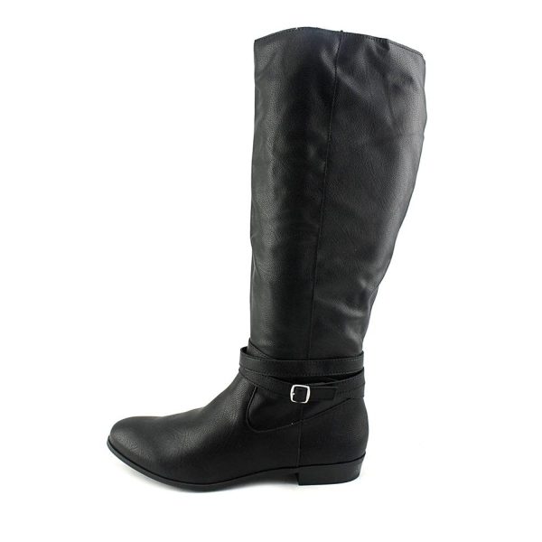 Style & Co. Fridaa Round Toe Mid-Calf Riding Boots, Black (Women) on Sale