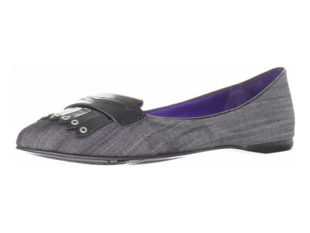 Nine West Simonsays Grey Black Fabric Flat  (Women) For Sale