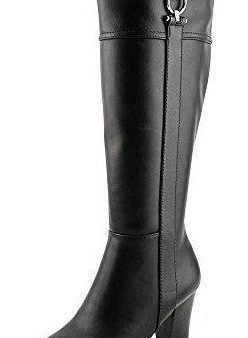 Alfani Courtnee Wide Calf Closed Toe Knee High Leather Equestrian Boot, Black (Women) Sale