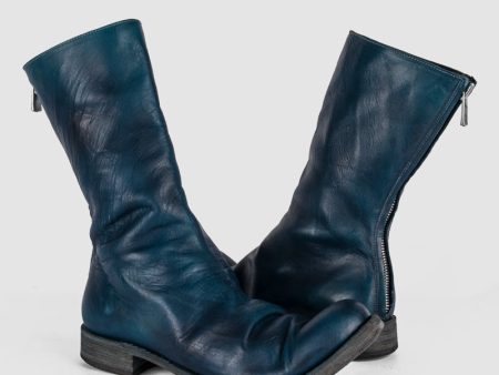 AAEB01 back zip tall boots - Ocean Blue Online Hot Sale