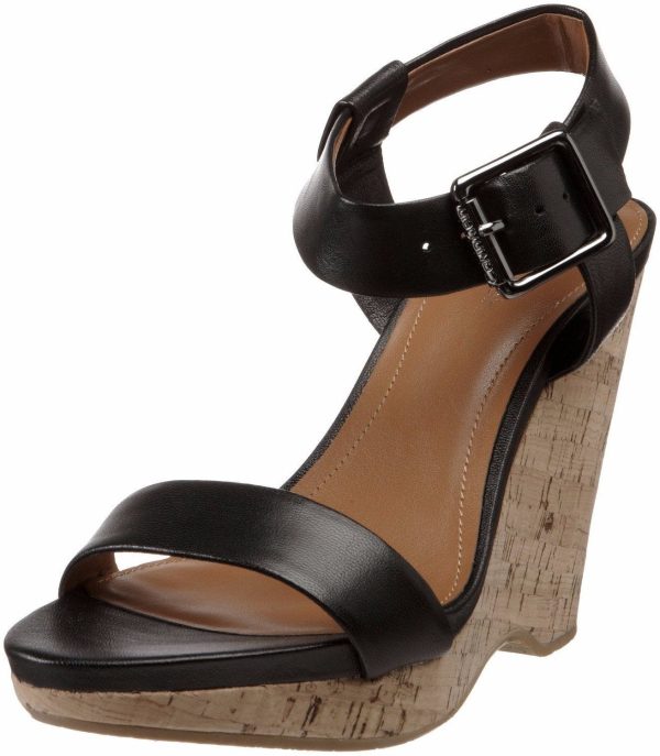 Calvin Klein Nikole Wedge Sandal,Black (Women) Hot on Sale