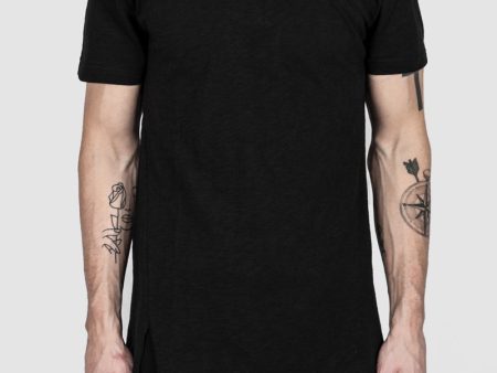 Asymmetric real cut tshirt black Fashion