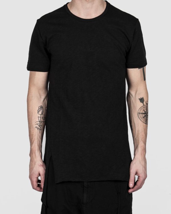 Asymmetric real cut tshirt black Fashion