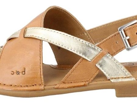 B.O.C. Lowery Leather Split Toe Casual Slingback Sandals, Tan Gold (Women) Online