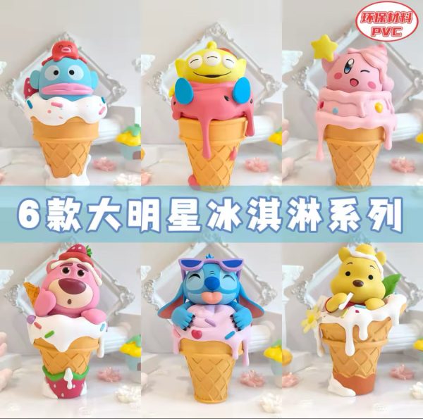 Paquete 6 Piezas Cono de Helado (Stitch, Kirby, Winnie Pooh, Lotso, Marciano Toy Story) PVC ZEB-202 on Sale