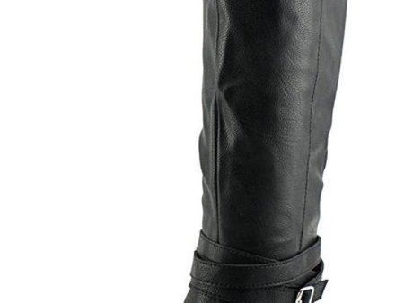 Style & Co. Fridaa Round Toe Mid-Calf Riding Boots, Black (Women) on Sale