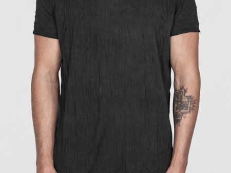 Scar stitch detail cotton tshirt crinkled graphite Hot on Sale