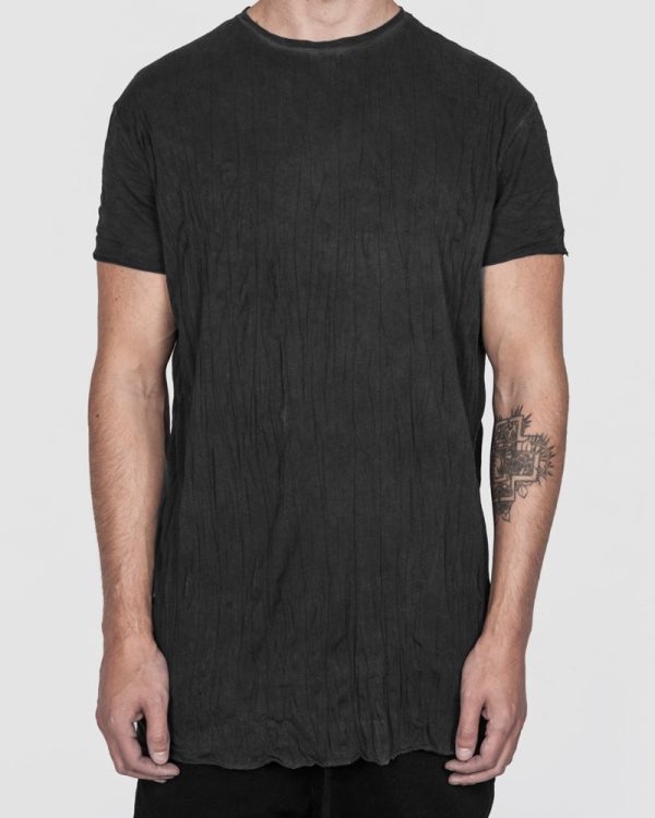 Scar stitch detail cotton tshirt crinkled graphite Hot on Sale