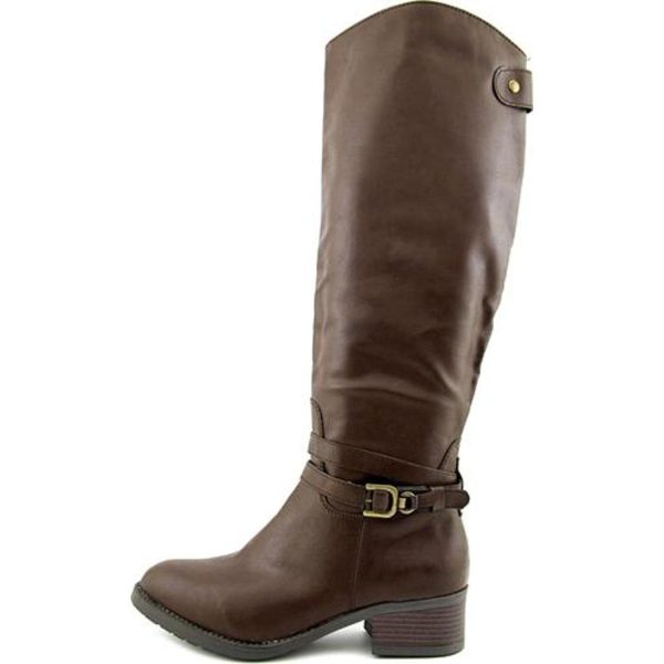 Rampage IMELDA Round Toe Leather Riding Boots, Brown (Women) For Discount