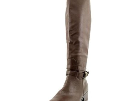 Rampage IMELDA Round Toe Leather Riding Boots, Brown (Women) For Discount